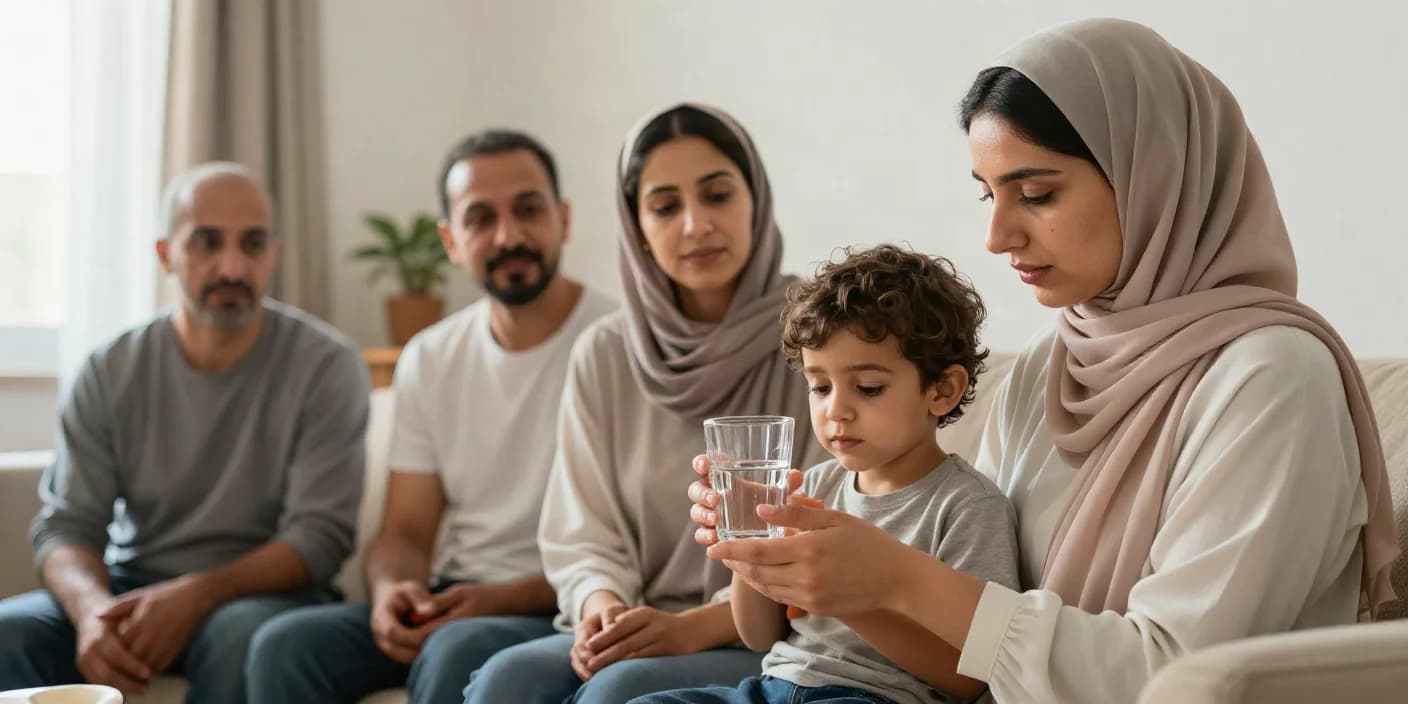 الجفاف عند الأطفال: علامات نقص السوائل ومحلول الإماهة الصحيح — يوضح المقال طرق كشف فقدان السوائل لدى الصغار وأهمية محاليل الإماهة في حالات الإسهال والقيء.