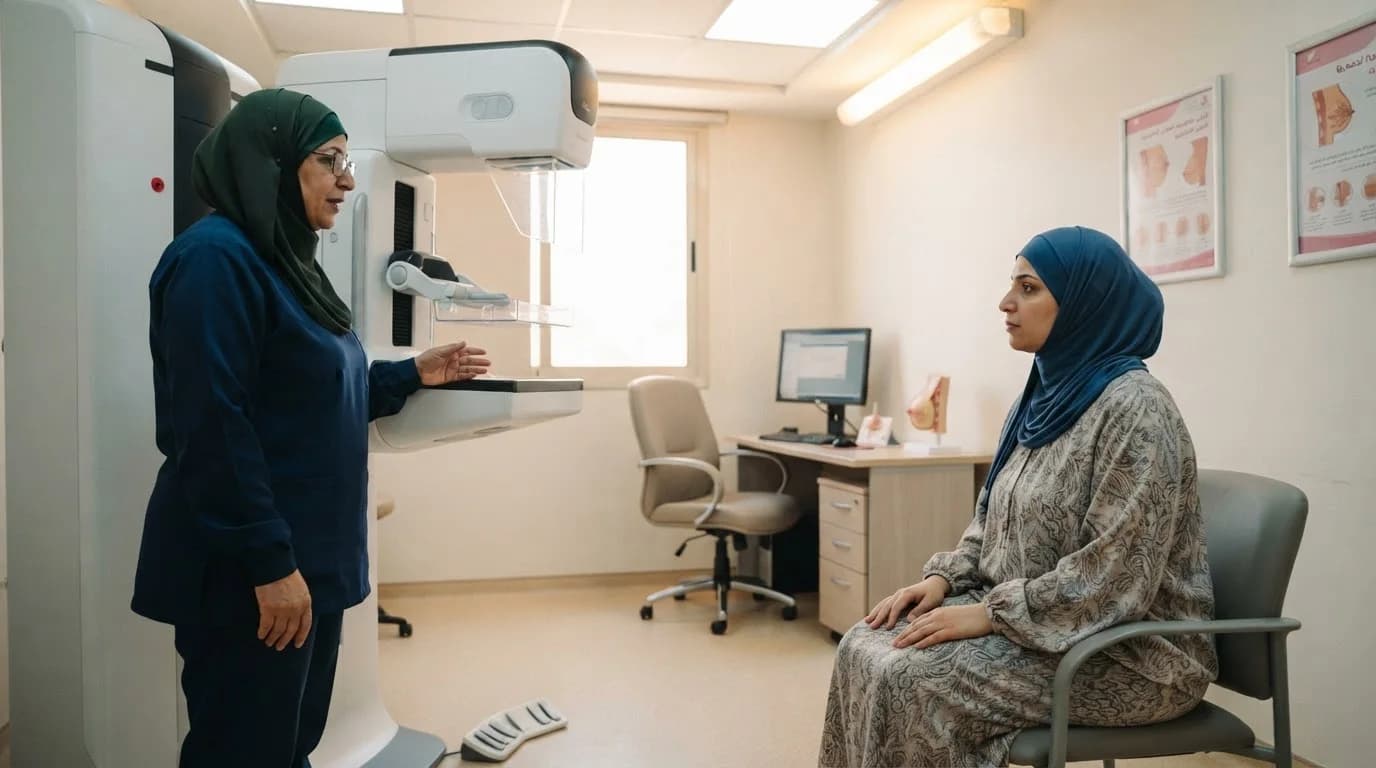 سرطان الثدي: الفحص الذاتي، الماموغرام، والكشف المبكّر — شرح لفحوص الثدي ودور الماموغرام في الكشف المبكر، والعلامات التي تستدعي مراجعة الطبيب.