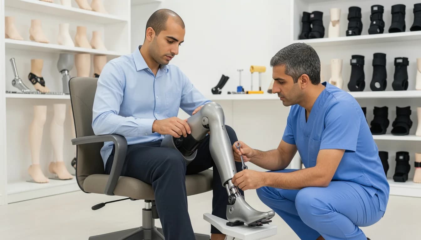 الأطراف الاصطناعية: دليل شامل للمرضى عن الاختيار، التأهيل، والحياة اليومية — دليل شامل للمرضى حول اختيار الأطراف الاصطناعية، مراحل التأهيل، وكيفية التكيف معها يومياً.