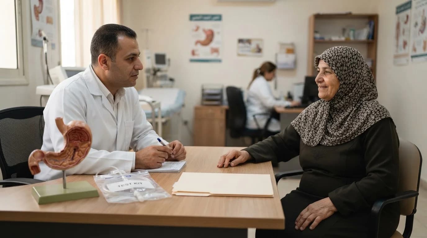 جرثومة المعدة (الملوية البوابية): الأعراض والعلاج — دليل حول جرثومة المعدة، طرق انتقالها، علاقتها بالقرحة، وفحوصات التشخيص وبروتوكولات العلاج بالمضادات الحيوية.