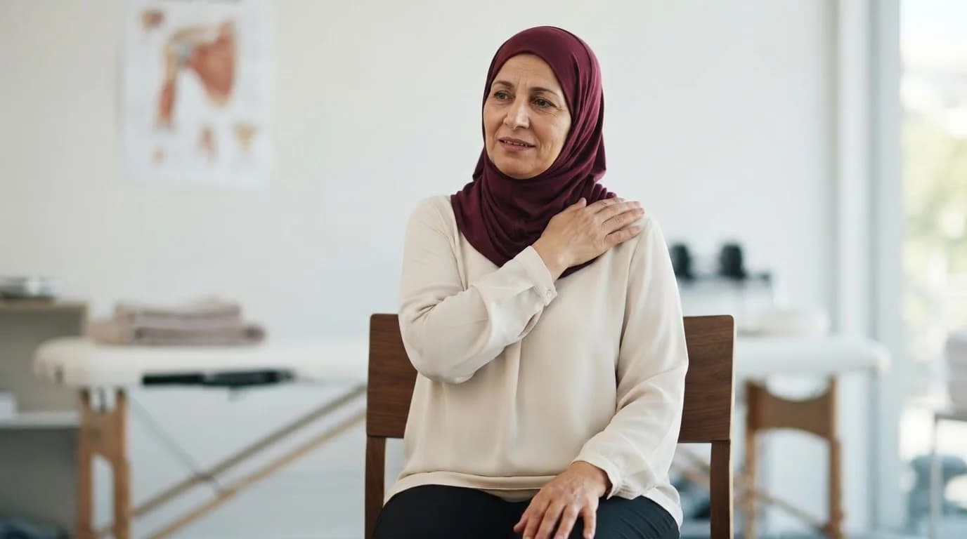 تجميد الكتف: مراحل التيبس، علاج الألم، واستعادة الحركة — شرح لمراحل تيبس الكتف وكيفية التعامل مع الألم لاستعادة نطاق الحركة الطبيعي تدريجياً.