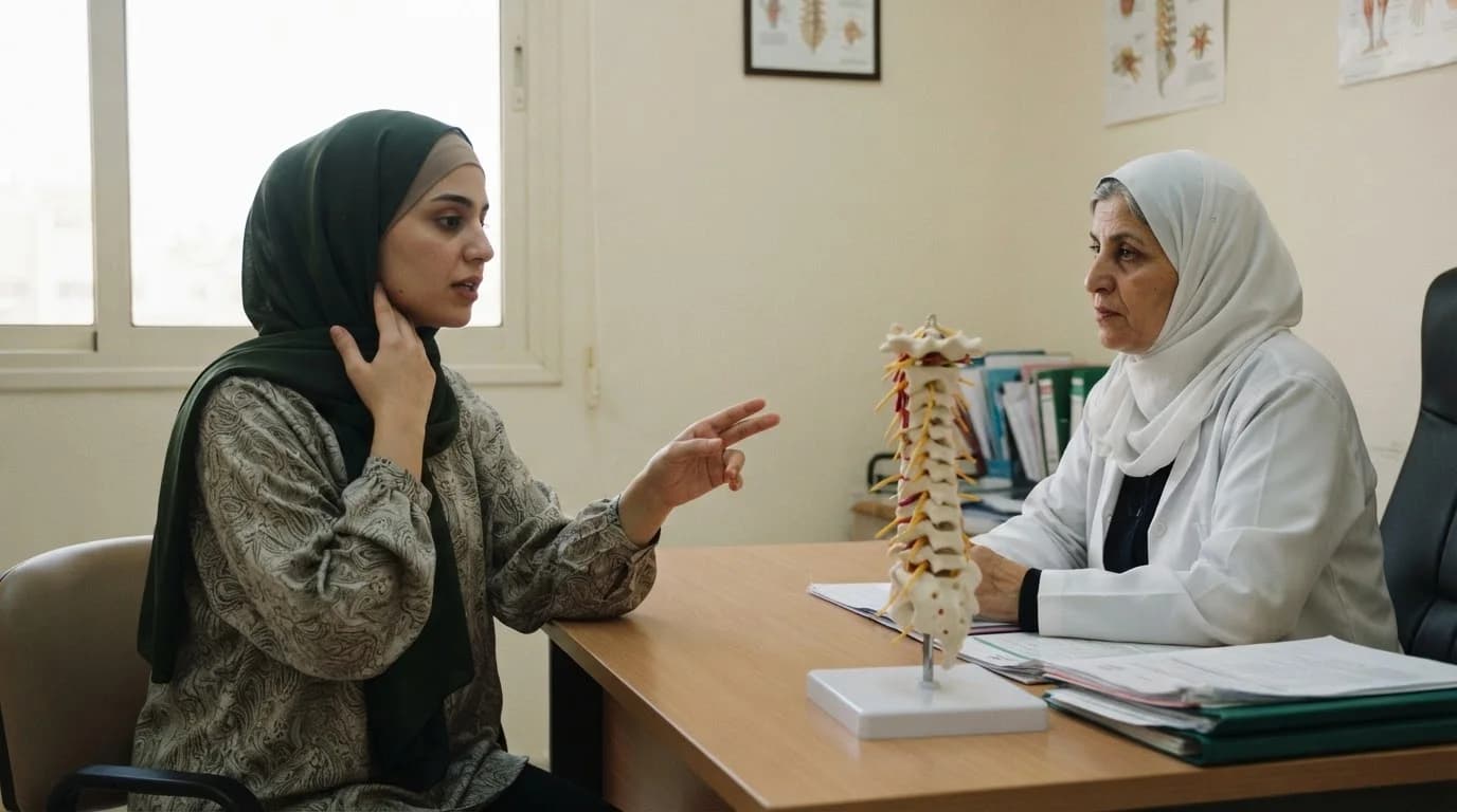 اعتلال جذور الرقبة: ألم يمتد إلى الذراع وتنميل الأصابع — شرح لأسباب آلام الرقبة الممتدة للذراع، وكيفية التمييز بين الأعراض وخيارات العلاج.